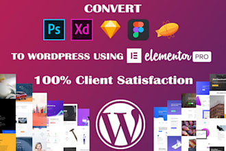 convert figma to wordpress, canva to wordpress, PSD to wordpress with elementor