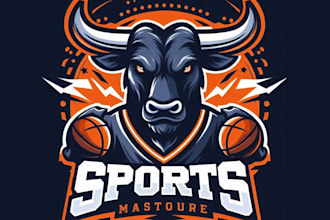 make sports bull mascot logo with 1 day delivery
