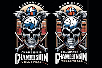 design custom skull championship volleyball logo