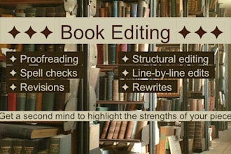 line edit your book, ebook, or creative writing pieces