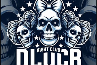 create skull night club cheerleading dance logo