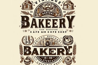 design vintage bakery restaurant cafe and coffee shop logo