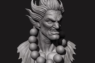 sculpt detailed 3d head bust, 3d head for 3d printing