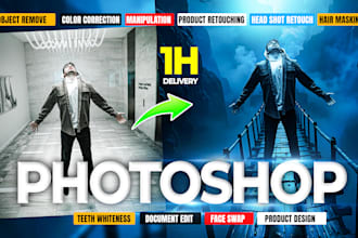 do professional photo editing, photoshop work,  color change, face swap in 2h