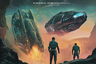 custom science fiction book cover design for print, kindle