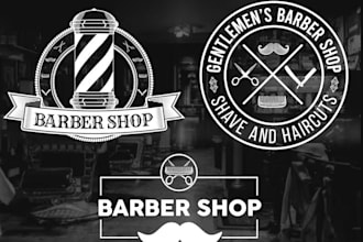 create barber and barber shop logo design