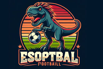 make retro esport football dinosaur logo