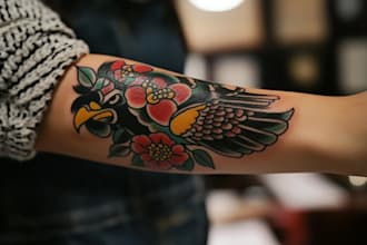 create an amazing american traditional tattoo design