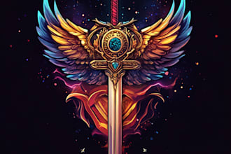 draw fantasy game logo with cool unique magic style