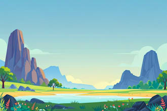 draw a flat vector landscape illustration
