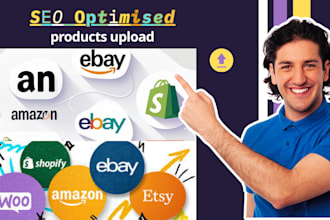 upload products on shopify, wix product, etsy product, amazon listing, printify