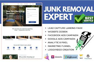 design junk removal landing page hauling trash bin junk recycling lander website