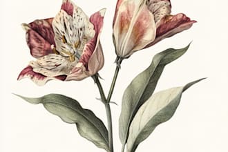draw beautiful digital botanical illustrations of flowers