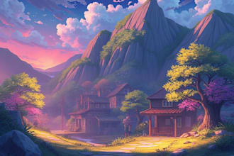 draw anime background and environment art