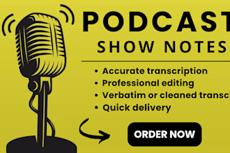 write professional podcast notes, summary, and transcript