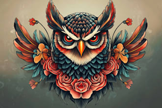 made your traditional custom tattoo design and illustration