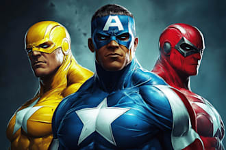 draw you a dc or marvel style comic book superhero character