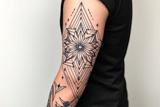 create sleeve tattoo design in geometric style