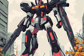 do awesome custom mecha, cyborg and robot character