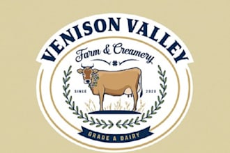 make vibrant rustic logo for our small pasture based dairy