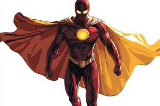 make amazing illustration superhero character in comic art