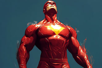 make a design comic character and superhero cartoon