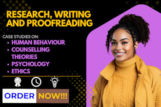 write on human behavior, counselling theories, ethics, and psychology
