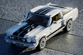 design 3d lego car models for animation, rendering, games, and 3d printing
