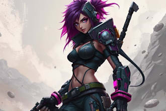 draw fantasy, sci fi, cyberpunk character art for you