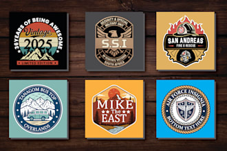 create vintage, patch, badge, retro, sticker, stamp, military, and circular logo