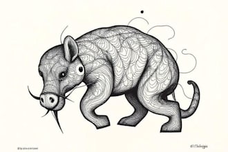 draw a line illustration, a linocut or an engraving