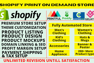 setup shopify pod store with printful, printify, gelato, customcat