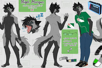 draw reference sheet game art furry character oc nsfw turnaround character sheet