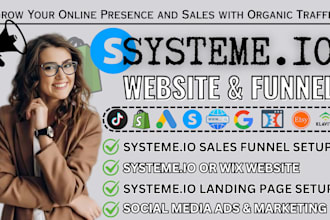 do systeme io sales funnel, wix website, systeme io website, landing page design