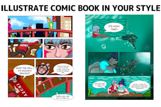create comic book pages storyboard  and illustration
