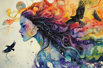hand paint a stylized watercolor illustration