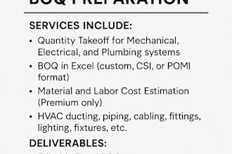 prepare detailed mep cost estimation and boq
