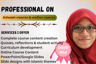 create islamic ebook course content, ppt slides, lesson plan, course creation