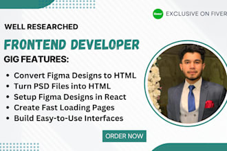 convert figma, psd to react, front end, responsive  agency website and web page