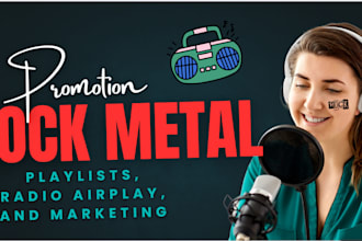 promote your music on rock metal playlists, radio airplay, and marketing