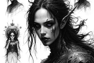 draw fantasy horror and fantasy horror character illustation
