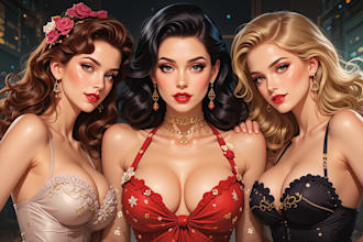 design a cute and sexy pin up pinup girl