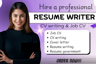 do CV writing and resume writing, resume government, job CV, cover letter
