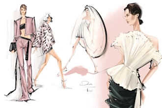 draw handcrafted fashion illustration no ai generation