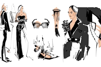 draw handcrafted fashion illustration no ai generation
