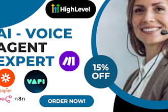 setup ai voice agent, vapi calling agent, ghl chatbot retell make com