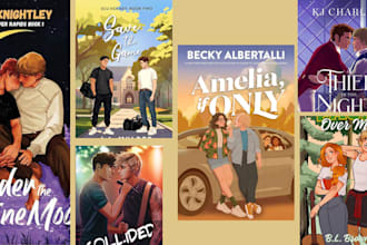 do gay romance book cover, romance book cover illustration, sport romance design