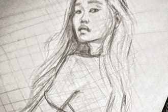 draw a pencil sketch of your character, muse or vision
