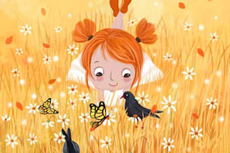 draw children story book illustration and children story book illustration