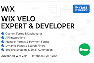 design a stunning wix website with velo code and databases